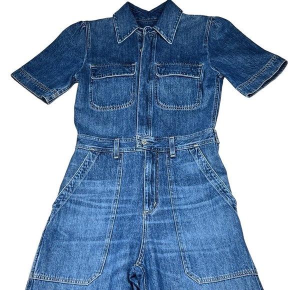 NWOT CITIZENS OF HUMANITY Miki Short Sleeve Wide Leg Denim Jumpsuit Size 8 - Picture 5 of 16